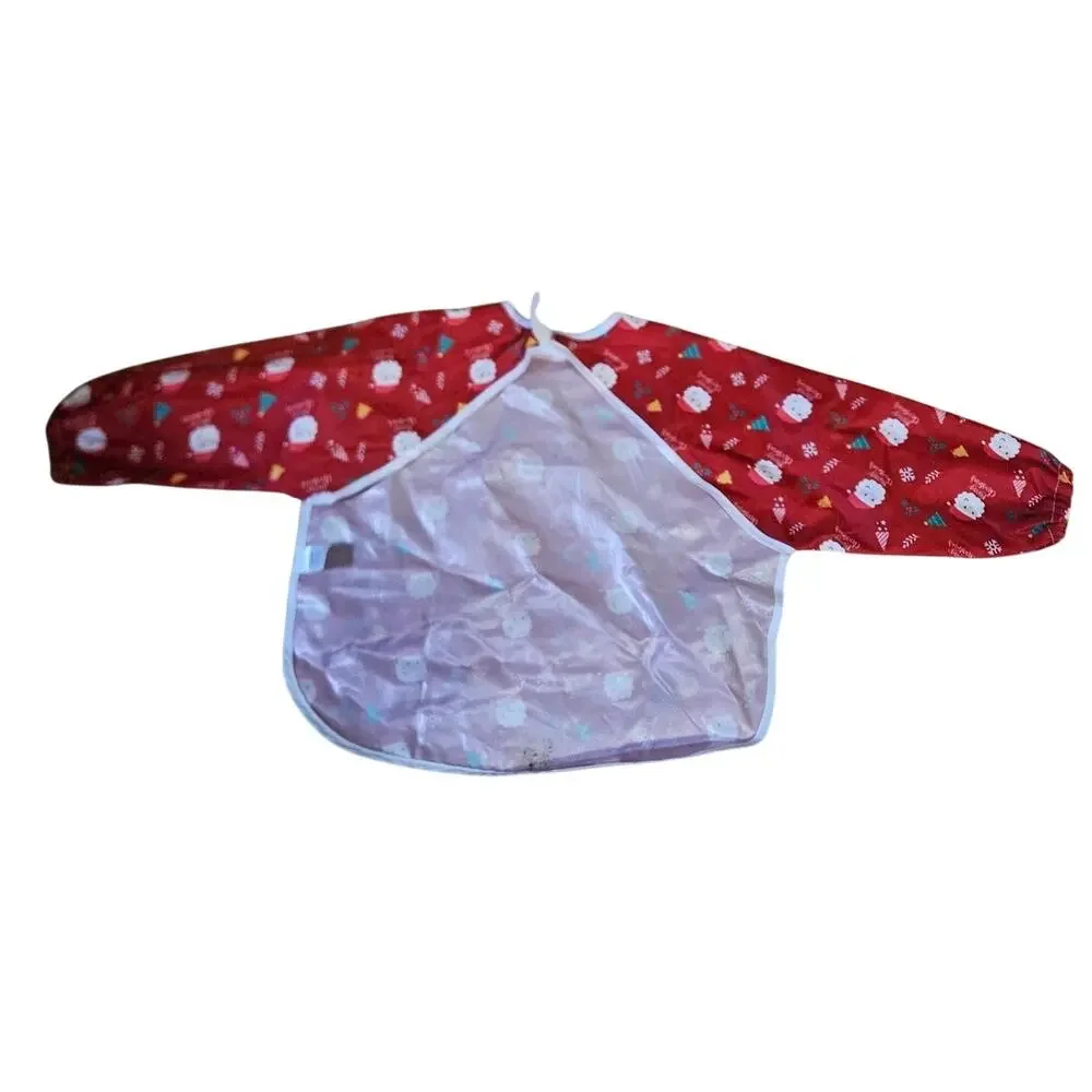 Santa Pattern Full Sleeve Waterproof Bib for Feeding or Painting 6-36 months